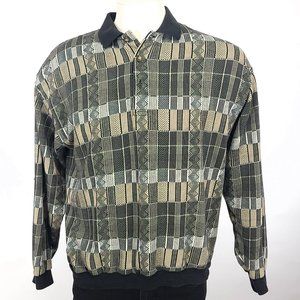 Vintage Palmland Classics Long Sleeve Geometric Print Shirt with Ribbed‎ …